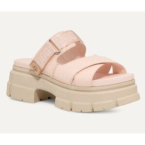 UGG Size 11 Rose Nude Ashton Adjustable Strap Chunky Platform Sole Slide Sandals
